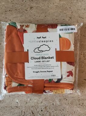 Little Sleepies Pumpkin Pals Large Cloud Blanket, NWT